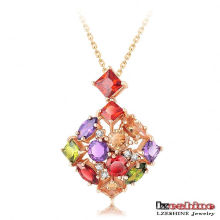 18k Golden Plated Colorful Zircon Female Necklace (CNL0032-C)